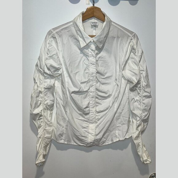 Armani Collezioni White Ruched Button-Down Classic Shirts Women’s Size 12 - Picture 1 of 11